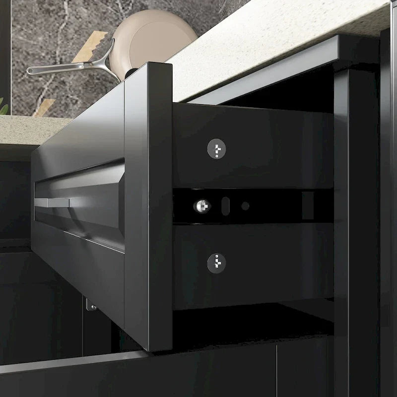 Meuble d'angle de cuisine efficace, îlot de cuisine en L: Grand espace de rangement avec tiroirs à glissière fluide – Sanzelize Design