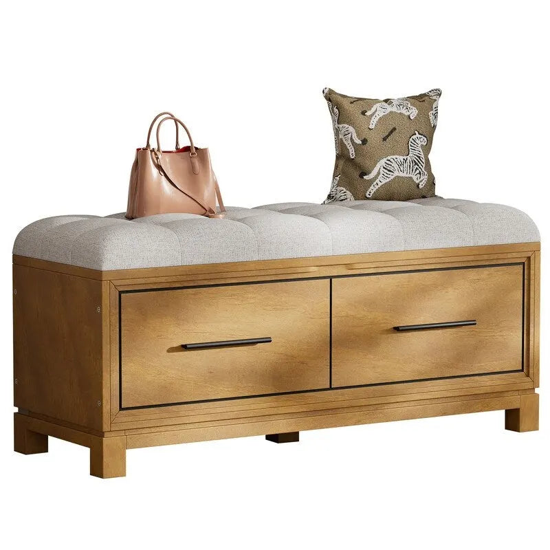 Banc à chaussures avec coussin amovible et rangement dissimulé pour l'entrée et le salon – Sanzelize Design