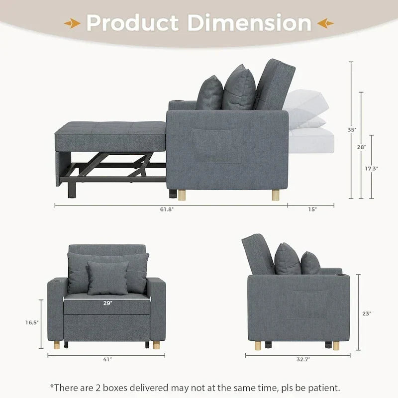 Fauteuil convertible 3-en-1, plusieurs coloris, une place – Sanzelize Design