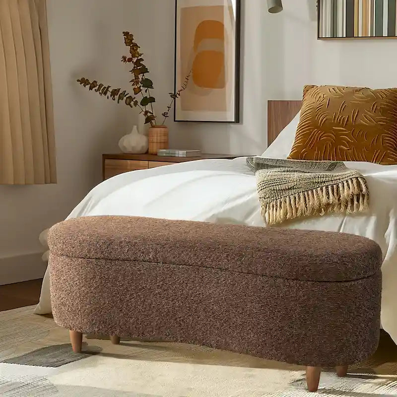 Banc de rangement rabattable Bailey Taupe Boucle – Sanzelize Design