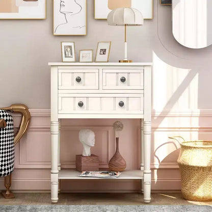Console étroite de 60 cm avec 3 tiroirs et étagère, table d'appoint pour petite entrée ou salon – Sanzelize Design
