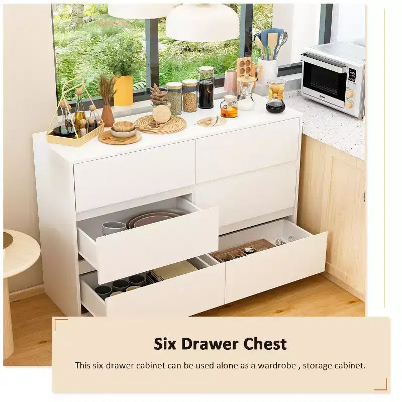 Desserte de buffet intelligente rotative/extensible avec 6 tiroirs, plan de travail étendu, tapis antidérapant – Sanzelize Design