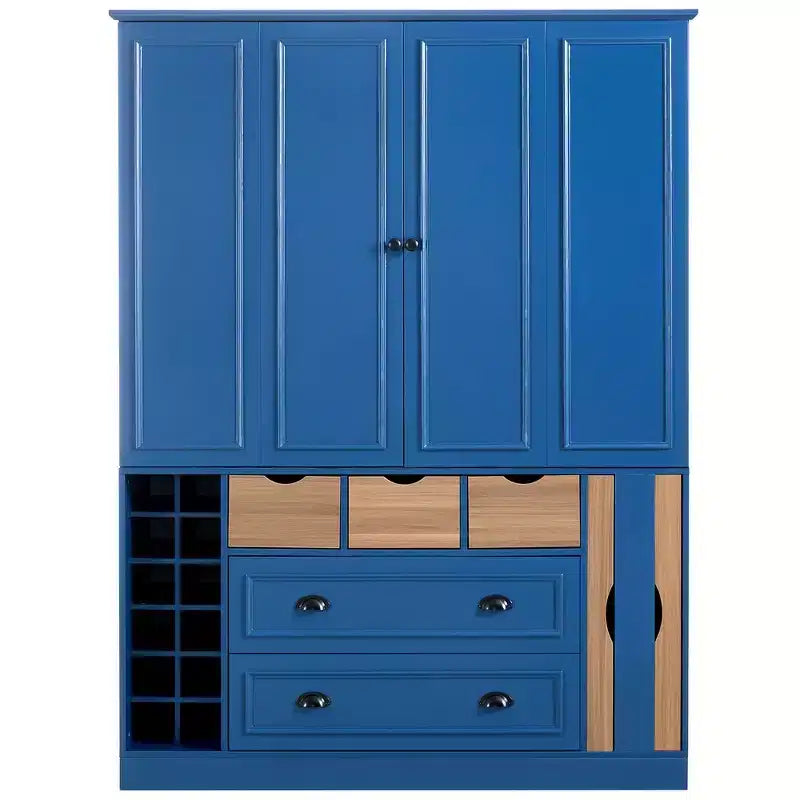 Garde-manger de cuisine autoportant de 180 cm de haut, grand buffet de salle à manger avec 4 portes pliantes, étagères – Sanzelize Design