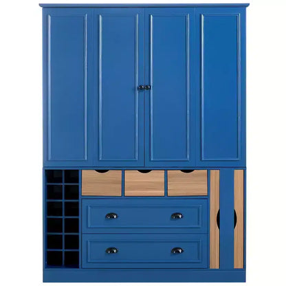 Garde-manger de cuisine autoportant de 180 cm de haut, grand buffet de salle à manger avec 4 portes pliantes, étagères – Sanzelize Design