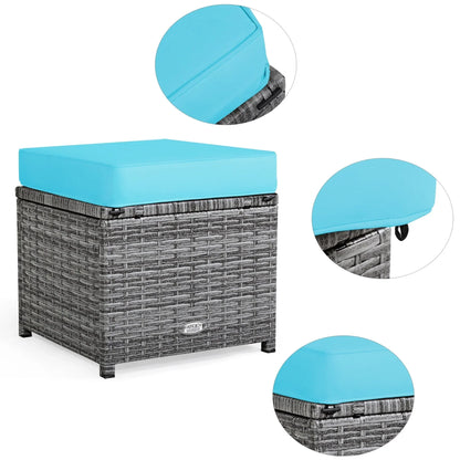 Ensemble de salle à manger 7 pièces en rotin pour terrasse, canapé sectionnel et pouf - Voir détails – Sanzelize Design