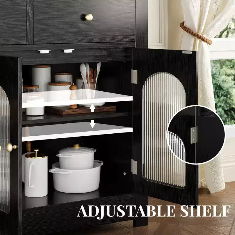 Buffet étroit de 140 cm avec 3 tiroirs et 4 portes pour cuisine, salle à manger, salon – Sanzelize Design
