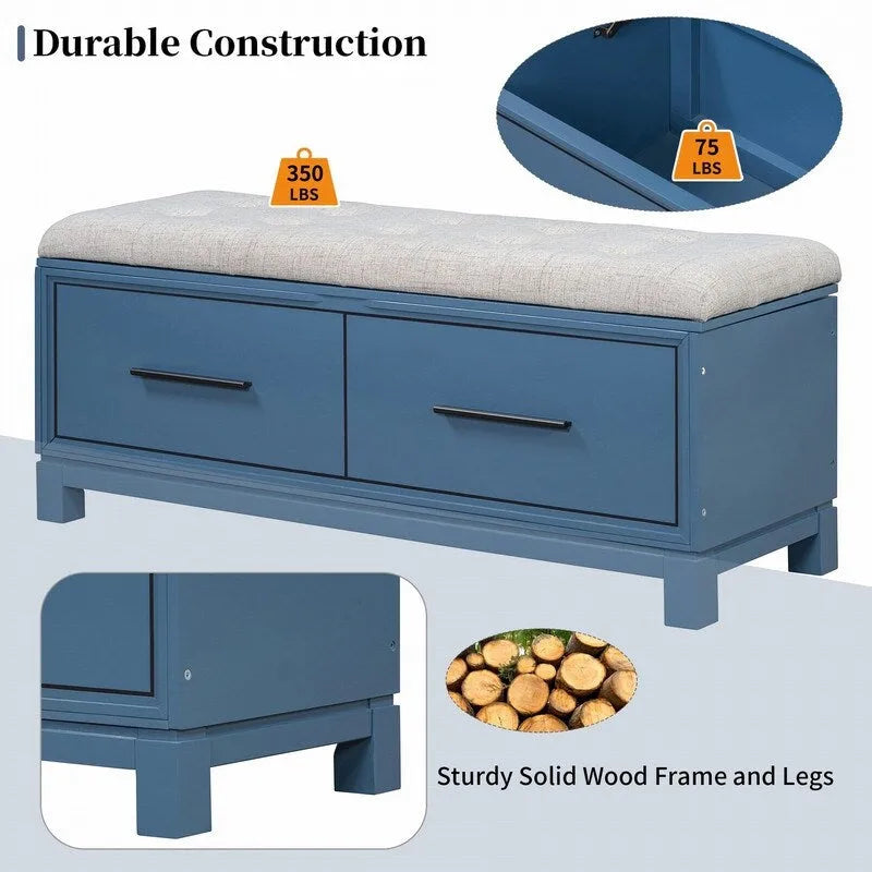 Banc à chaussures avec coussin amovible et rangement dissimulé pour l'entrée et le salon – Sanzelize Design