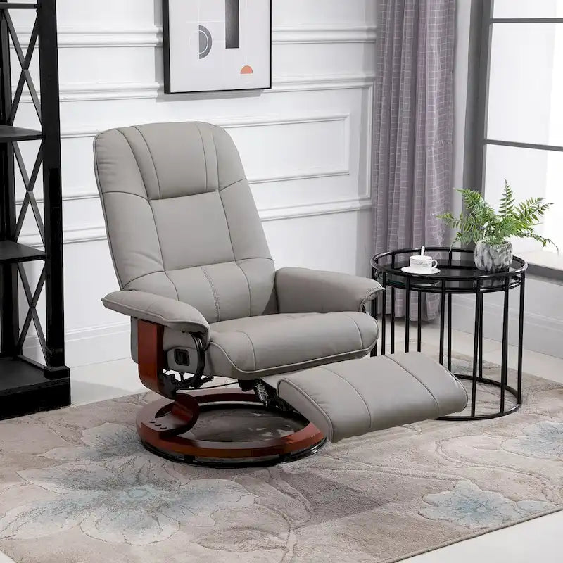 Fauteuil inclinable manuel pivotant en similicuir avec repose-pieds confortable et relaxant – Sanzelize Design