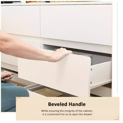 Desserte de buffet intelligente rotative/extensible avec 6 tiroirs, plan de travail étendu, tapis antidérapant – Sanzelize Design