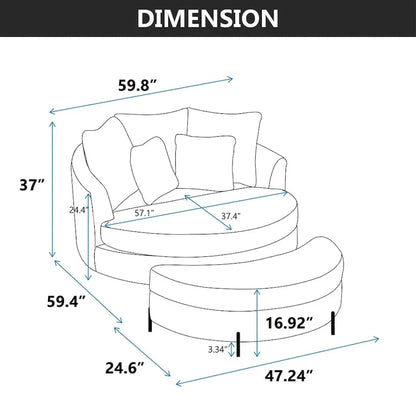 Fauteuil Moderne Rond Avec 5 Coussins Et Pouf Optionnel – Sanzelize Design