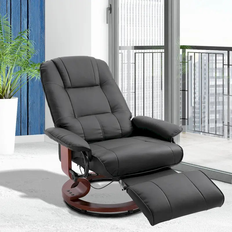 Fauteuil inclinable manuel pivotant en similicuir avec repose-pieds confortable et relaxant – Sanzelize Design