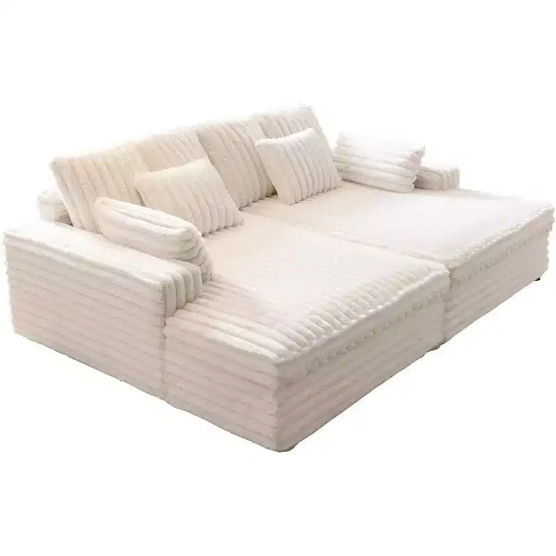Canapé double méridienne 236 cm pour deux, canapé nuage avec assise profonde, coussins lombaires et accoudoirs larges – Sanzelize Design