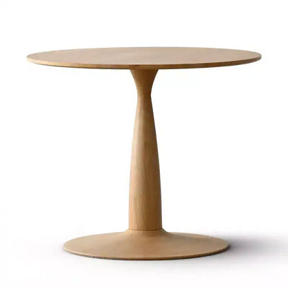 Table à manger ronde moderne avec piédestal, finition grain de bois – Sanzelize Design