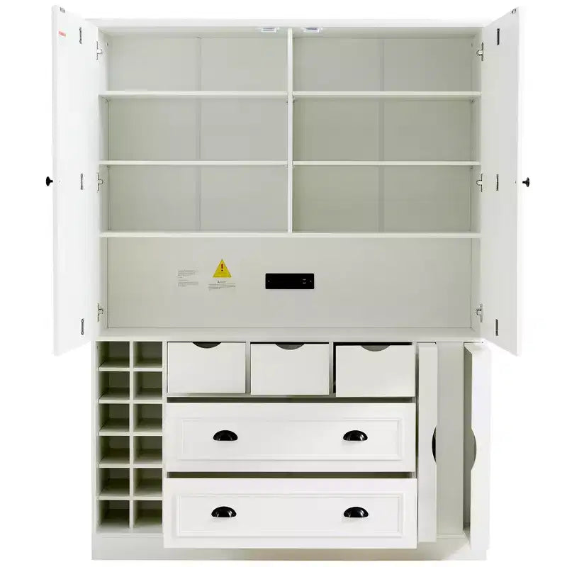 Garde-manger de cuisine autoportant de 180 cm de haut, grand buffet de salle à manger avec 4 portes pliantes, étagères – Sanzelize Design