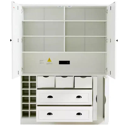 Garde-manger de cuisine autoportant de 180 cm de haut, grand buffet de salle à manger avec 4 portes pliantes, étagères – Sanzelize Design