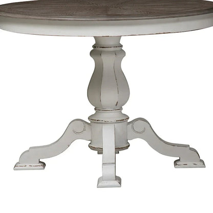 Table à dîner ronde sur pied avec rallonges escamotables - 2 finitions – Sanzelize Design
