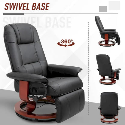Fauteuil inclinable manuel pivotant en similicuir avec repose-pieds confortable et relaxant – Sanzelize Design