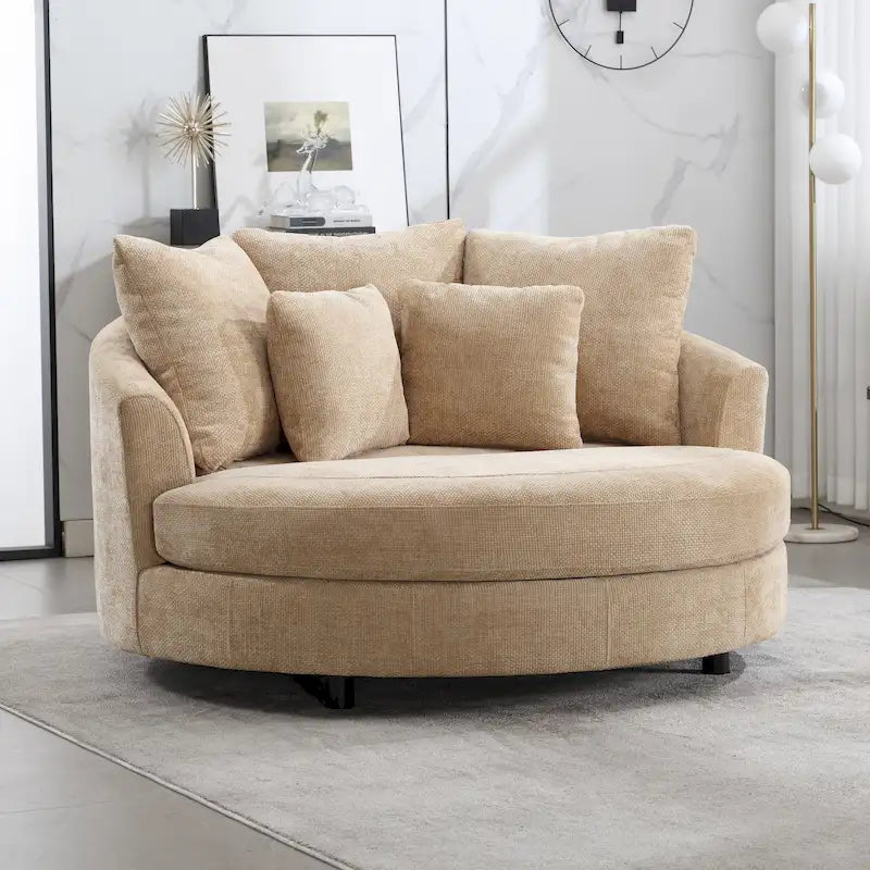 Fauteuil Moderne Rond Avec 5 Coussins Et Pouf Optionnel – Sanzelize Design