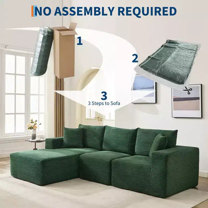 Canapé moderne 274 cm, canapé 3 places rembourré en forme de L avec oreillers, canapé à assise profonde – Sanzelize Design