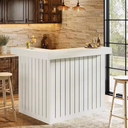 Bar de salon en L, bar à liqueurs d'angle à 4 niveaux avec étagères de rangement et porte-verres à vin pour pub à – Sanzelize Design