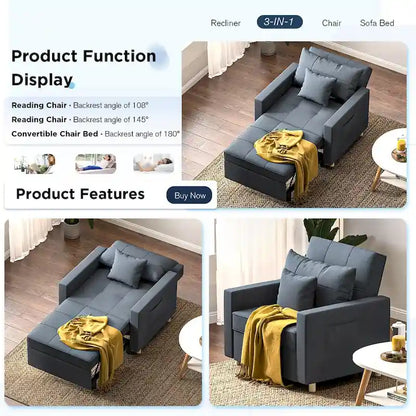 Fauteuil convertible 3-en-1, plusieurs coloris, une place – Sanzelize Design