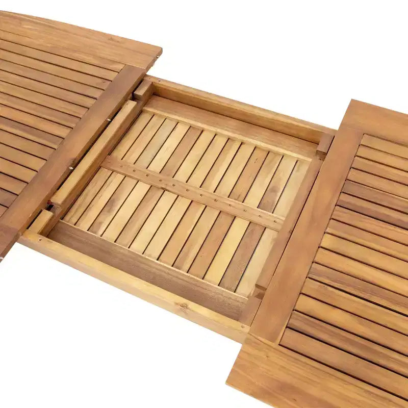 Ensemble de salle à manger d'extérieur 7 pièces extensible avec chaises empilables, table en bois d'acacia – Sanzelize Design