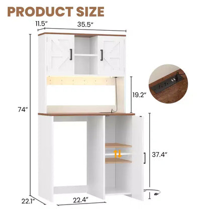 Meuble de cuisine avec espace mini-réfrigérateur, meuble de bar à café avec étagère de rangement – Sanzelize Design
