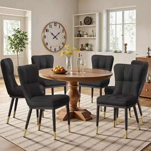 Lot de 6 chaises de salle à manger, modernes, rembourrées, en similicuir, avec haut dossier, pieds en métal – Sanzelize Design