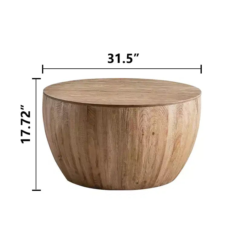 Table basse de rangement ronde et rétro en bois, adaptée au salon, à la salle à manger ou au bureau. – Sanzelize Design