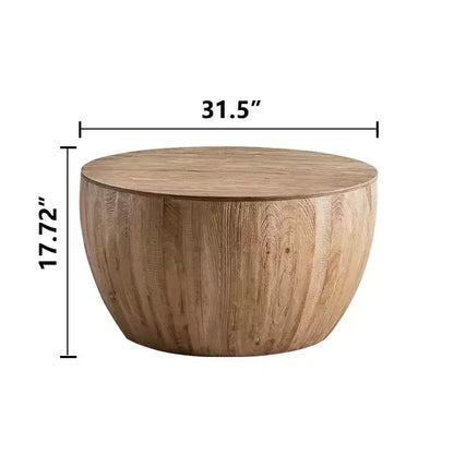 Table basse de rangement ronde et rétro en bois, adaptée au salon, à la salle à manger ou au bureau. – Sanzelize Design