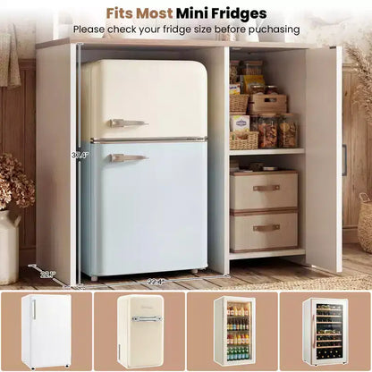 Meuble de cuisine avec espace mini-réfrigérateur, meuble de bar à café avec étagère de rangement – Sanzelize Design