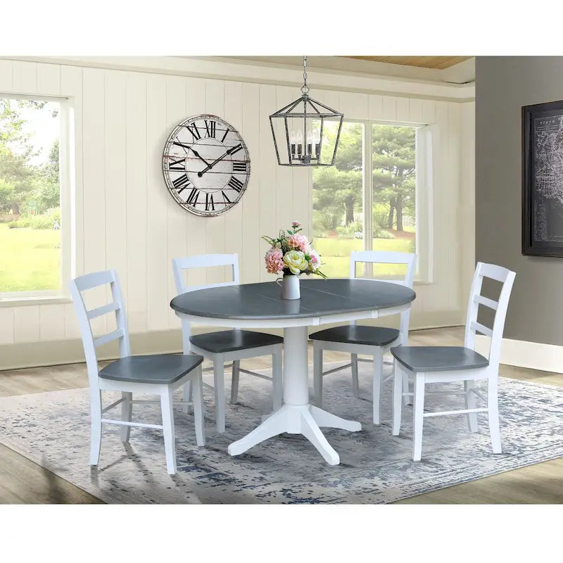 Table à manger ronde extensible 91,4 cm avec 4 chaises Madrid – Sanzelize Design