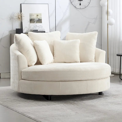 Fauteuil Moderne Rond Avec 5 Coussins Et Pouf Optionnel – Sanzelize Design