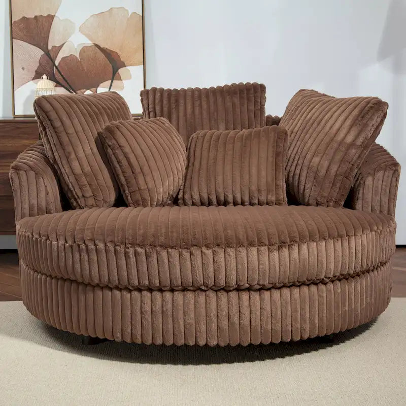 Fauteuil Moderne Rond Avec 5 Coussins Et Pouf Optionnel – Sanzelize Design