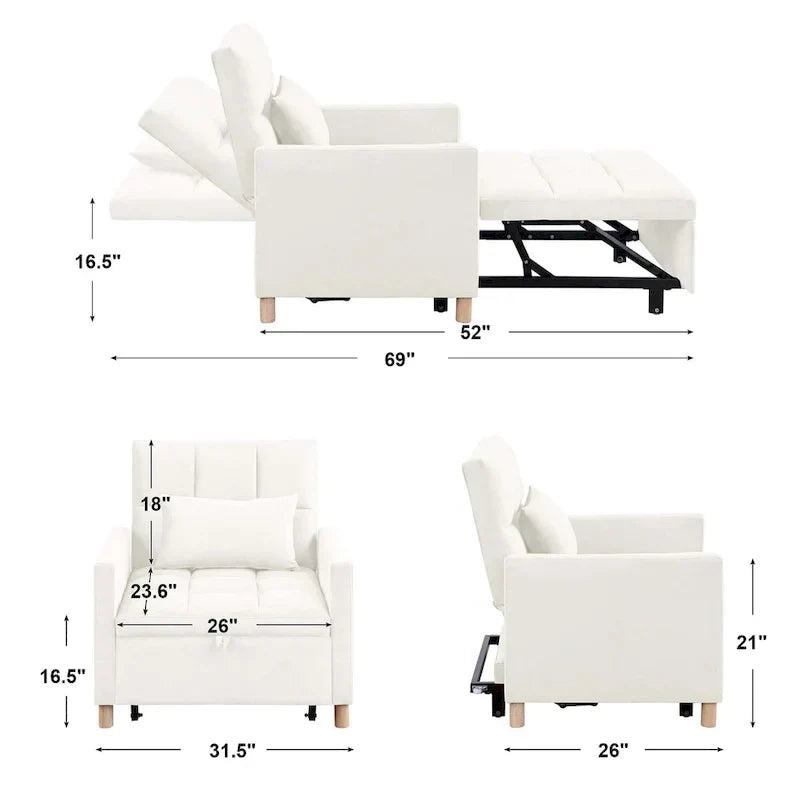 Canapé-Lit Convertible une Place avec Oreiller – Sanzelize Design