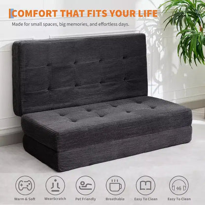 Canapé-lit pliable en mousse à mémoire de forme 99 x 190 cm - Matelas capitonné de 15,2 cm – Sanzelize Design