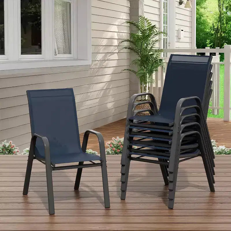 Chaises de jardin, Lot de 4/6 chaises de salle à manger empilables d'extérieur en textilène léger résistant aux – Sanzelize Design