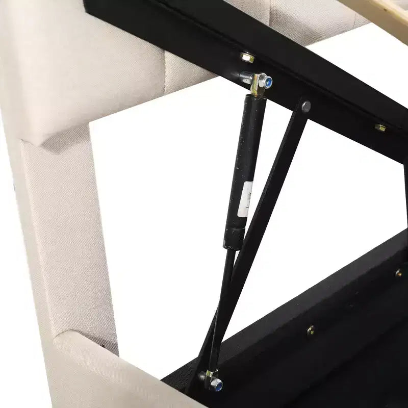 Lit de rangement relevable double, lit plateforme tapissé avec système de rangement hydraulique – Sanzelize Design