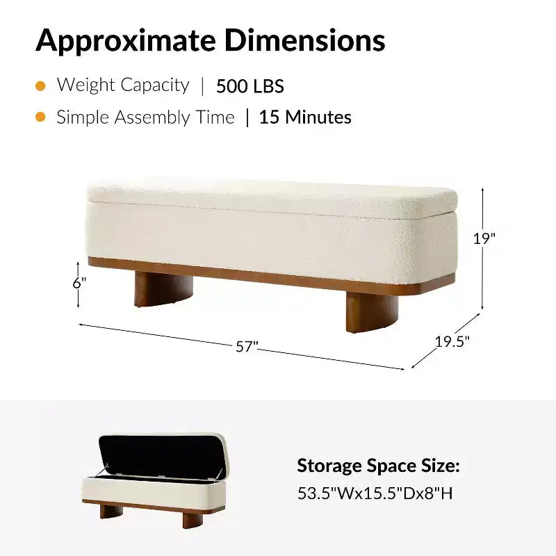 Banc à dessus rabattable Clara Simple Assemble avec cadre en bois massif – Sanzelize Design