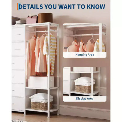 Commode de rangement avec 16 tiroirs, tringle à vêtements et étagères – Sanzelize Design