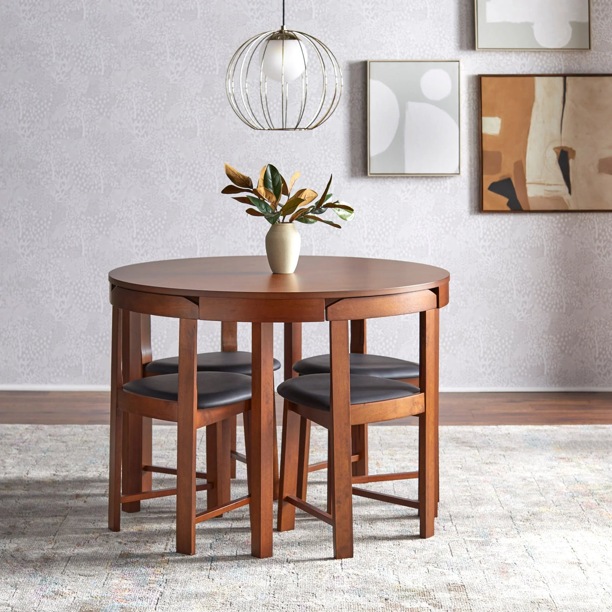 Ensemble de salle à manger rond compact 5 pièces – Sanzelize Design