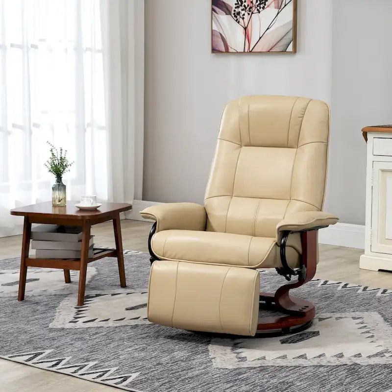 Fauteuil inclinable manuel pivotant en similicuir avec repose-pieds confortable et relaxant – Sanzelize Design