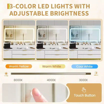 Coiffeuse avec miroir et lumières, miroir lumineux à LED, tiroirs de rangement spacieux pour produits cosmétiques et – Sanzelize Design