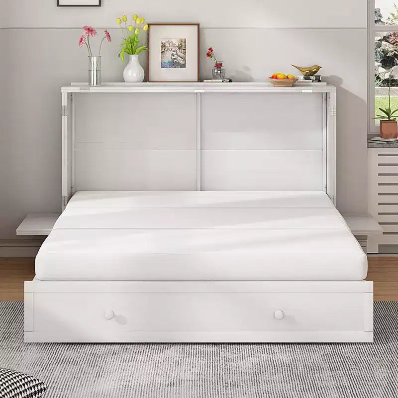 Lit escamotable Murphy 152 x 203 cm, lit coffre Cube avec station de charge et espace de rangement – Sanzelize Design
