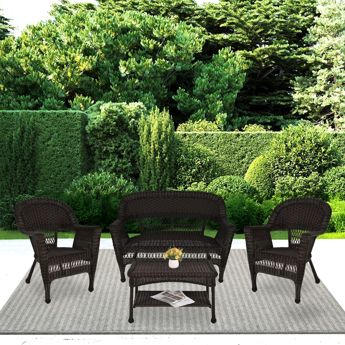 Salon de conversation 4 pièces en osier pour terrasse – Sanzelize Design