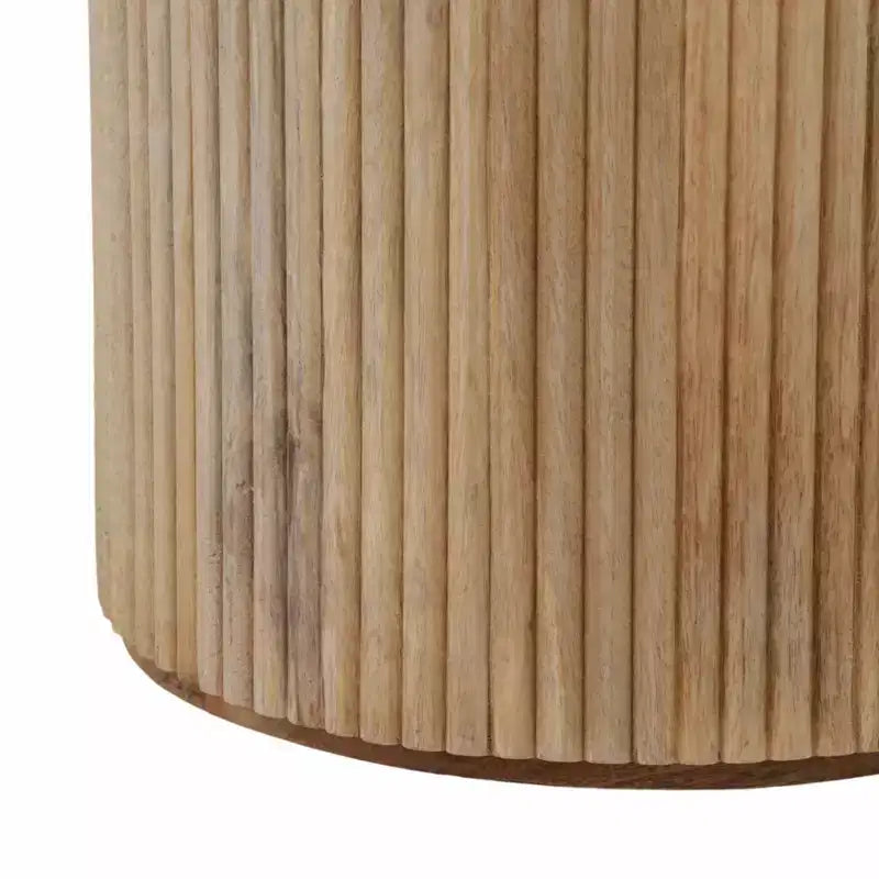 Table d'appoint décorative en bois nervuré avec plateau en marbre et rangement – Sanzelize Design
