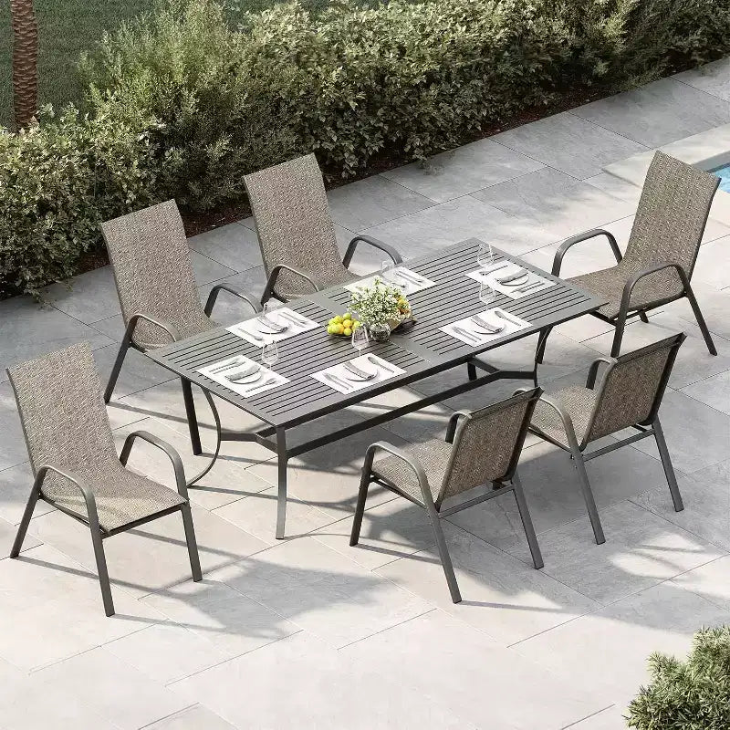 Chaises de jardin, Lot de 4/6 chaises de salle à manger empilables d'extérieur en textilène léger résistant aux – Sanzelize Design