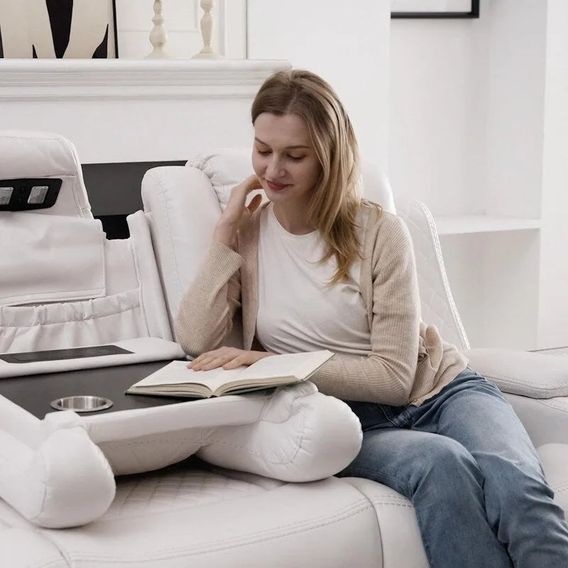 Canapé inclinable électrique avec chargeur sans fil, liseuse pour salon, lumière LED en similicuir, port AC/USB – Sanzelize Design