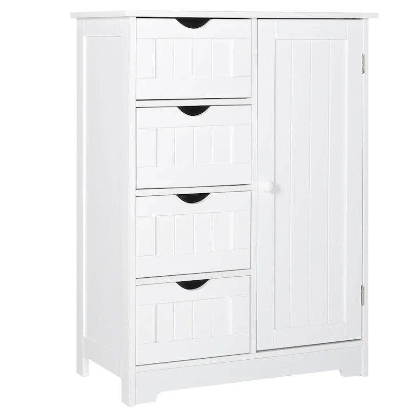 Meuble de Rangement Salle de Bain sur Pied avec 4 Tiroirs – Sanzelize Design