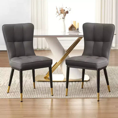 Lot de 6 chaises de salle à manger, modernes, rembourrées, en similicuir, avec haut dossier, pieds en métal – Sanzelize Design